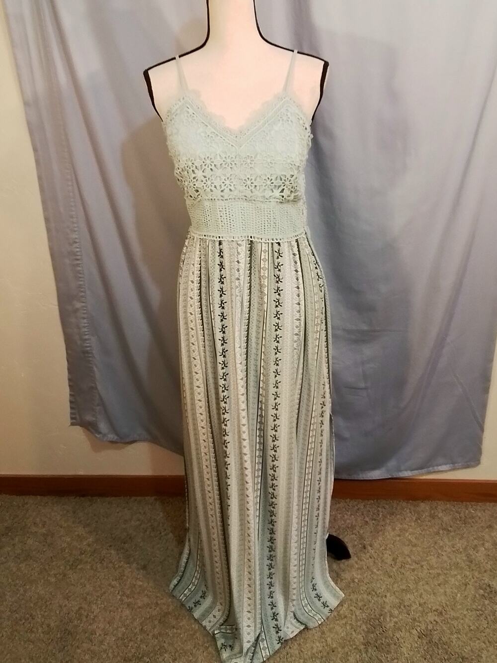 No boundaries , strappy summer dress in varying shades of green
